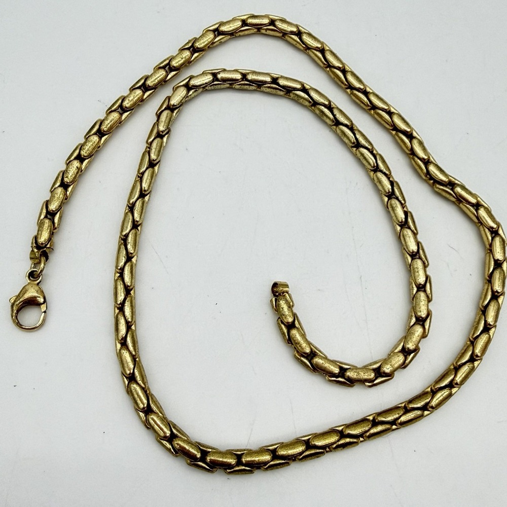 Vtg JTV 18k Yellow Gold Over Bronze Byzantine Panther Chain Necklace 24 Inches